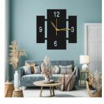 KANBI DECOR Decorative Wooden Board Wall Clock for Home for Living Room, Bad Room, Home and Office on Wall Decoration | Wall clock Black 25x25cm-014