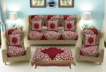 SGJ cotton Jaquard combo set of 5 seater sofa cover with 1 table cover(40 x 60 inches) and 5 cushion covers(16 x 16 inches)