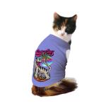 Ruse Good Vibes Printed Lavender Pure Cotton Cat Round Neck Sleeveless Vest Tank T-Shirt - S
