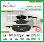 Prestlee Nonstick Cookware Set 3 PC Combo - (Kadai 260 + Panniyarakkal 7 Rnd + Omlette Pan) - Deluxe / Nonstick Kadai / Kadhai / Non Stick Kadhai / Iron Kadai