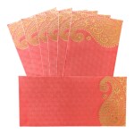 Alvika - Pack of 25 Matellic Wine-Red Colourful Designer Shagun Lifafa/Money Gift Envelope with Golden Ambi for Gifting Money on Wedding, Birthday & Any Other Occasion