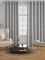 Raymond Home Silver Jacquard Polyester 2 Door Curtains (210 cm X 118 cm)