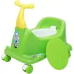 Maanit 3 in 1 Scooter Potty Seat with Removable Lid Bowl Ride Pushing on Potty Seat (green)