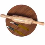 BUYER BROSS Wooden Chakla Belen Rolling Board Stand Chapati and Roti Maker Rolling Pin with Combo (Knife and Peeler)