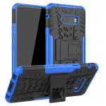 Lustree LG G8X ThinQ Blue Plastic Shock Absorbent Armor Mobile Back Cover Case with Kickstand Wheel - 18 x 5 cm