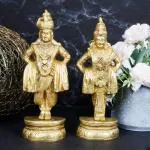 ARTVARKO Handmade Brass Shri Vitthal Rukmani Statue - 8.5 inch