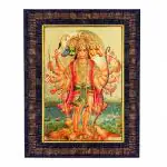 Hawai Panchmukhi Hanuman Bajrang Bali Wooden Wall Hanging Religious Photo Frame for Worship Use SFDI555BLKFRM 8.5x7 inch