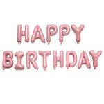 Party Midlinkerz Rubber Party Supplies and Decoration (Happy Birhtday Letter Foil Balloon, Light pink)
