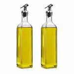 WEZOSHINET Glass Oil Dispenser Bottle for Kitchen, Clear Vinegar Cruet, Leakproof, Air-tight cork, transparent, Cooking Oil Container, 500ML pack of (1)