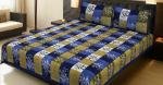 AJ Home Blue Checkered Cotton Double Size Bedsheet with Pillow Cover (230 cm x 220 cm)
