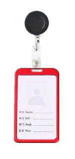 Shining Zon Heavy Duty Retractable Badge Holder with Aluminum Metal Red Vertical ID Card Holders for Office ID Cards (Set Of 1 Black Yoyo)