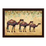 Masstone Camel Painting for Wall Decoration | Painting With Frame (20x14 Inch) | 3 Camel Painting for Vastu | Wall Painting for Living Room, Bedroom | Camel Painting Wall Hanging for Home Decoration