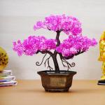 Dekorly Plastic Purple Small Fake Plants Artificial Potted Mini Indoor