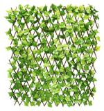 Alment Green Wood Expandable Grass Fence Artificial Hedge Leaves - 45 x 13.5 Cm