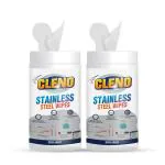 Cleno Stainless Steel Wet Wipes Quickly Cleans/Shines & Protects Cookers / Stove/Sink Range-Hood & Trash Cans/ Refrigerator/Microwave/Dishwashers & Grills Stainless-Steel Surfaces - 50 Wipes (Pack of 2) (Ready to Use)