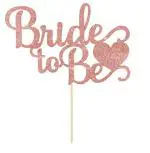 Festiko Rose Gold Bride To Be Cake With Ring Topper For Bridal Shower, Wedding Shower, Engagement, Bachelorette, Hen Party Decorations