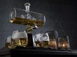RIVVU ENTERPRISE Whiskey Decanter with Antique Ship -The Wine Savant Ship Decanter Set with 4 Globe Glasses, Drink Dispenser for Wine, Whiskey Decant Scotch, Rum and Liquor or Spirits 1000ml