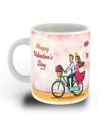 Whats Your Kick Happy Valentines Day Couple Wallpaper Printed White Ceramic Coffee Mug and Tea Mug 325ml