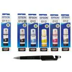 Epson 011 PB & 012 B/C/Y/M/GR (Set Of 6) Ink Bottle with 3in1 Multi-Function Creative Mobile Phone Stand