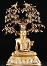 IDOL COLLECTIONS Golden Brass Nirvana Buddha Under Life Of Tree Idol l GOD IDOLS