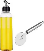 Niyara Enterprise Premium quality kitchen tools 1000ml Oil bottle/Oil Dispenser and Stainless steel Pizza, Sandwich cutter Kitchen Tool Set (Multicolor)
