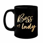 blinkNshop Funny Coffee Mug Boss Lady | Gift for Mothers Day | Birthday | Anniversary | Wife | Friends | Printed Black Ceramic Coffee Mug 325 ML