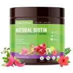 Vegan Greens Natural Plant Biotin (10,000+ mcg Sesbania Agati, Bamboo Shoot, Triphala, Amla, herbs & More) For Stronger Hair & Healthy Scalp. (200g, Classic Natural Taste)