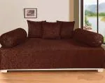 Home Stylish Premium Velvet Diwan Set - Bedsheet, 2pc Bolster Cover with Dori and 3pc Cushion Covers Large Set of 6 Pieces Cofee