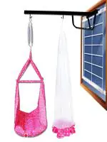 VParents Tot Baby Swing Cradle with Mosquito net Spring and Metal Window Cradle Hanger (Pink)