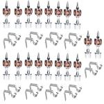 LEEZEN ROSE GOLD Aluminium Curtain Knob with Silver Stainless Steel Curtain Bracket ( PARDA Support) for Door and Window Accessories Fitting for Bedroom and Kitchen Area for 1 Inch Curtain Rod (Pack of 9 Set, Antique)