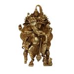 Kalarambh Bharat Haat Yellow Brass Ganesha with Shiva Idol Handicraft Art 24.13 x 11.43 x 39.88 cm