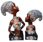 HINDUSTAN HEALTH & WELLNESS SOLUTIONPOLYSTONE/Marble DUST SHOWPIECES : Set of 2 Ladies in Copper Colour Table top Statues 12.5 x 5 Each (inches)