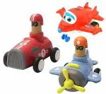 innovitoy Diecast Robot Plane, Push and Go Car & Push and Go Plane Toy Set (Pack of 3)