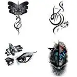 Temporary Tattoowala Eye Shiv God Trishul Art Pack 4 Temporary Tattoo For Festivals Waterproof (2x4 inch)