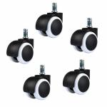 RW REST WELL Black and White Pin Twin Caster Office Chair Wheels 50mm (Set of 5)