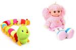 KT KASHISH TOYS Toys Kashish combo of the Pink dora Doll And Caterpiller. . - 10 inch (Multi)
