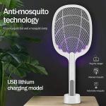 FIGMENT Mosquito Killer Racket Rechargeable Handheld Electric Fly Swatter Mosquito Killer Racket Bat with UV Light Lamp Racket USB Charging Base, Electric Insect Killer