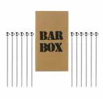 Barbox Stainless Steel Cocktail Picks,Stainless Steel Martini Picks,Fruit Food Cocktail Toothpicks,Reusable Metal Cocktail Skewers,Sliver 4.3