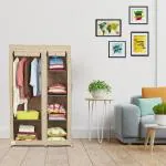 Fabura Double Door Collapsible Wardrobe With Hanging Compartment in Beige Color