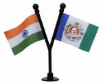 FlagSource India & Yuvajana Sramika Rythu Congress Party (YSR) Miniature Car Dashboard Flags with A Y-Staff & Nano Base (Black)