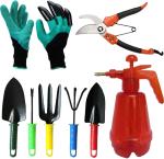 See inside TruTool Garden Tools Combo of 5pcs Garden Tools Kit, 1pcs Garden Pruner Scissor Cutter, 1pcs Garden Gloves with Claws, 1pcs Garden Sprayer Garden Tool Kit  (8 Tools)