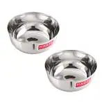 HAZEL Steel Bowl Set of 2 |Stainless Steel Serving Bowl Set | Steel Bowls For Soup, Salad, Ramen, Cereal | Steel Vati Set Of 2