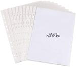 Shining Zon A4 Size Transparent Document Sleeves, Leaf Sheet Clear Certificates/Waterproof Sheet Protectors 11 Holes Punched Ring Files Folder (Pack of 400 Sheets - 150 Micron)