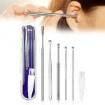 MyHomesWorld Stainless Steel 6 Pcs Ear Wax Cleaner |Reusable Ear Wax Removal Kit Spiral Ear Wax Remover Tool with Cleaning Brush and Storage Box |Ear Wax Cleaner for Baby and Adults | Hygiene Essentials