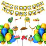Festiko Set of 36 Pcs Krishna Janmashtami Decoration Combo (Banner, Balloons, Photobooth Props), Kanha Bal Gopal Janmashtami Decoration