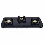 Prestige Edge PEBS 03L Manual Powder Coated with Aluminium Frame 3 Burners Gas Stove, Black