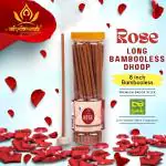 AADISHAKTIGAYATRI ROSE DHOOP 8 INCH LONG 2 HOUR BURNING CHARCOAL FREE LOW SMOKE