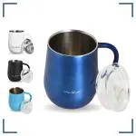 World'Nox Stainless Steel Coffee Mug with Lid for Office [300 ML] | Double Wall Travel Mug for Office, Gym, Home & Outdoor | Sweat-Proof Sipper with Lid for Hot and Cold Drinks | Reausable Office Mug