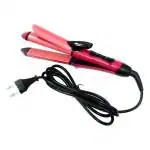 Colour Music 2-in-1 Ceramic Plate Essential Combo Beauty Set of Hair Straightener and Plus Hair Curler for Women (Pink)