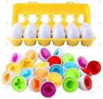 TOYDEPO Eggs Shapes Matching Puzzle Recognition Skills of Color & Pattern, Egg Matching Game 12 Eggs with Shape and 6 Colour Matching Game Educational Toys for Kids/Children - Random Colour Dispatch